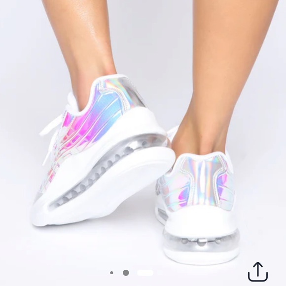 Holographic, Iridescent, White,silver, shock absorbent, Sneakers, size 7,New - Picture 10 of 14